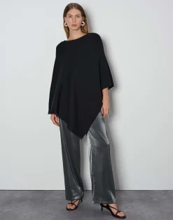 Discount Asymmetrischer Poncho BABIENE aus weichem Woll Mix Strick|Accessoires