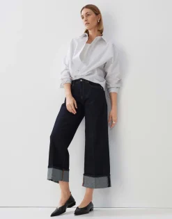Discount Cropped Wide Jeans CELLMA TURN UP Mid Rise aus BCI Cotton Mix Jeans