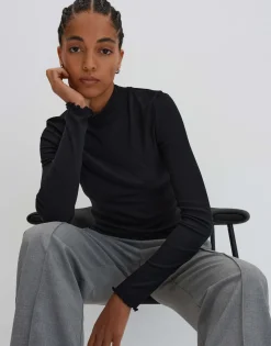Outlet Feines Rippshirt KINARA Slim aus nachhaltigem Viskose Mix Shirts|Basics