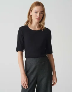 Best Feines Rippshirt SUSTAFA Slim aus BCI Cotton Mix Basics|Shirts