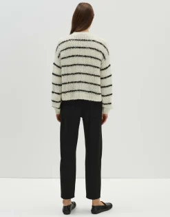 Shop Grobe Strickjacke TALVIA STRIPE Loose mit Wolle Strick