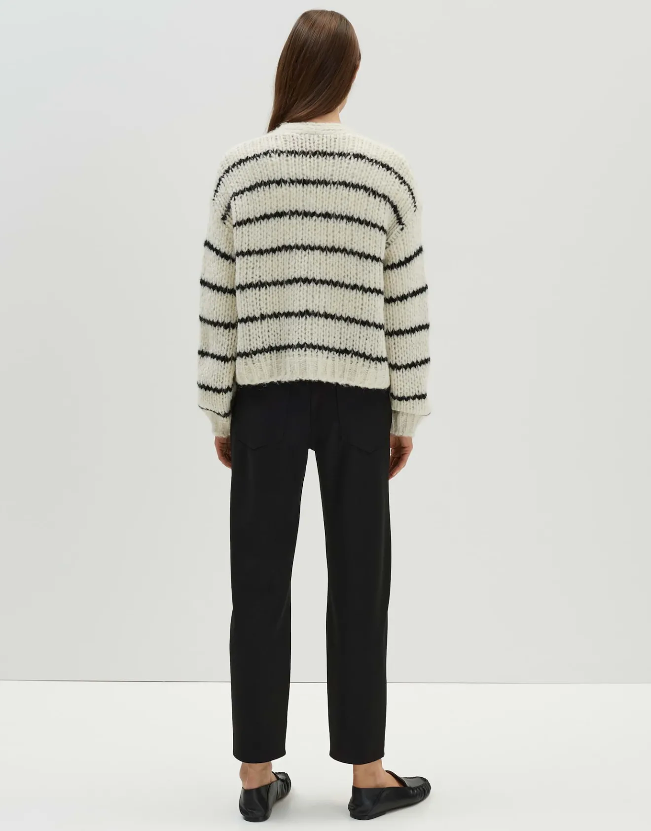 Shop Grobe Strickjacke TALVIA STRIPE Loose mit Wolle Strick