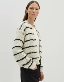 Shop Grobe Strickjacke TALVIA STRIPE Loose mit Wolle Strick