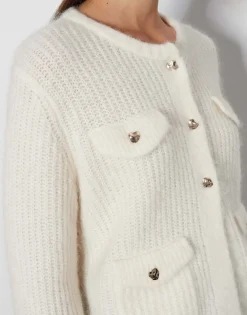 Cheap Grober Strickcardigan TINARA DETAIL mit Wolle und Mohair Strick