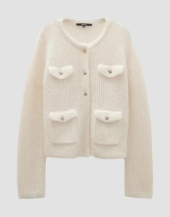 Cheap Grober Strickcardigan TINARA DETAIL mit Wolle und Mohair Strick