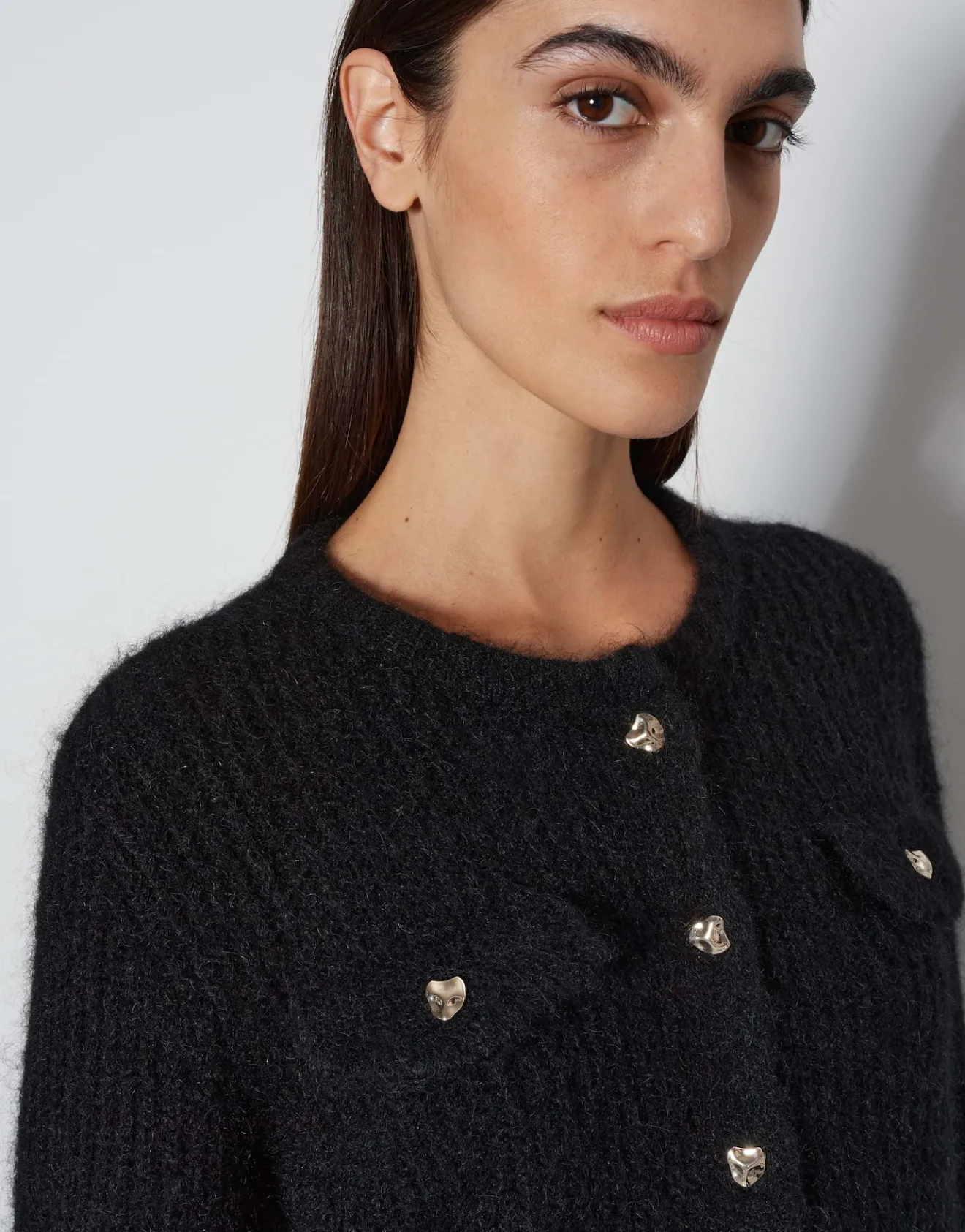 Cheap Grober Strickcardigan TINARA DETAIL mit Wolle und Mohair Strick