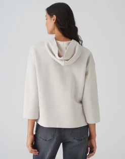 Clearance Hoodie GLITTERO Loose aus schimmerndem Baumwoll Mix Sweat