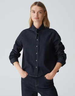 Store Jeansbluse FARILLA Boxy Fit mit abnehmbarer Schluppe Blusen