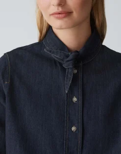 Store Jeansbluse FARILLA Boxy Fit mit abnehmbarer Schluppe Blusen