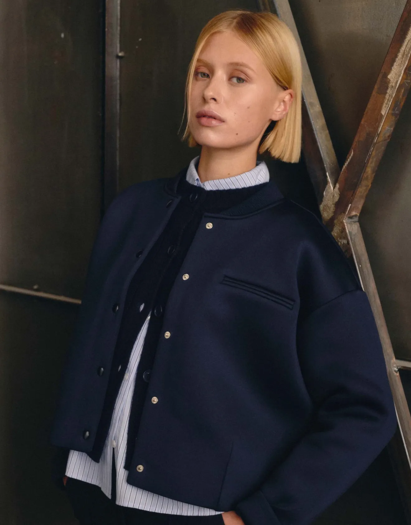 Clearance Kurze Bomberjacke ULONI Loose aus Scuba Sweat