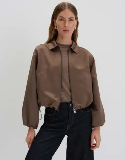 Clearance Kurzer Bomberblouson NORIEL Loose aus Satin Blazer & Westen