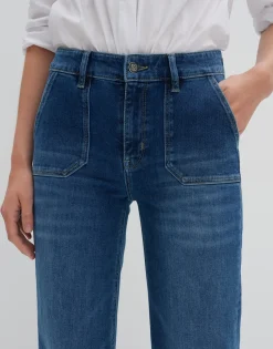 Best Sale Long Flared Jeans CARIE UTILITY Mid Rise aus stretchigem BCI Cotton Mix Jeans