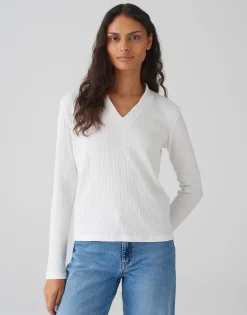 Outlet Longsleeve SIWENA Slim aus strukturiertem Jersey Shirts