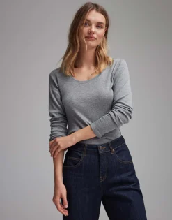 Sale Longsleeve SORANA Slim aus BCI Cotton Mix Basics|Shirts