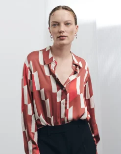 Fashion Printbluse ZINNOVA Loose in Satin Optik Blusen