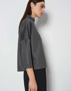 Cheap Rollkragenshirt KARITA Loose aus schimmerndem Piqué Stoff Shirts