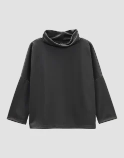 Cheap Rollkragenshirt KARITA Loose aus schimmerndem Piqué Stoff Shirts