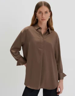 Online Satinbluse ZANZA Loose im Oversize Stil Blusen