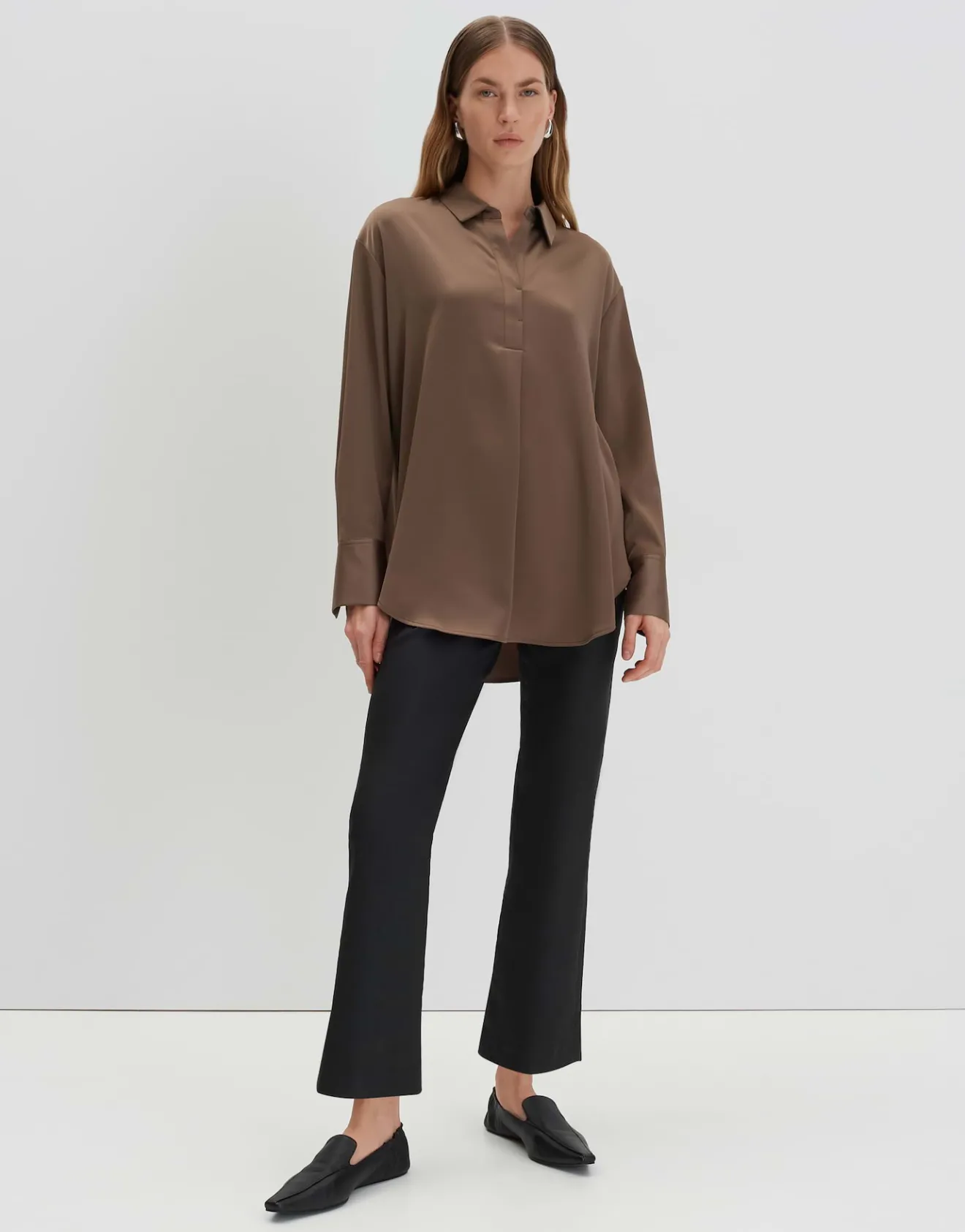 Online Satinbluse ZANZA Loose im Oversize Stil Blusen