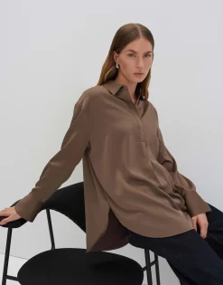 Online Satinbluse ZANZA Loose im Oversize Stil Blusen