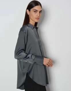 Cheap Satinbluse ZANZA Loose im Oversize Stil Blusen