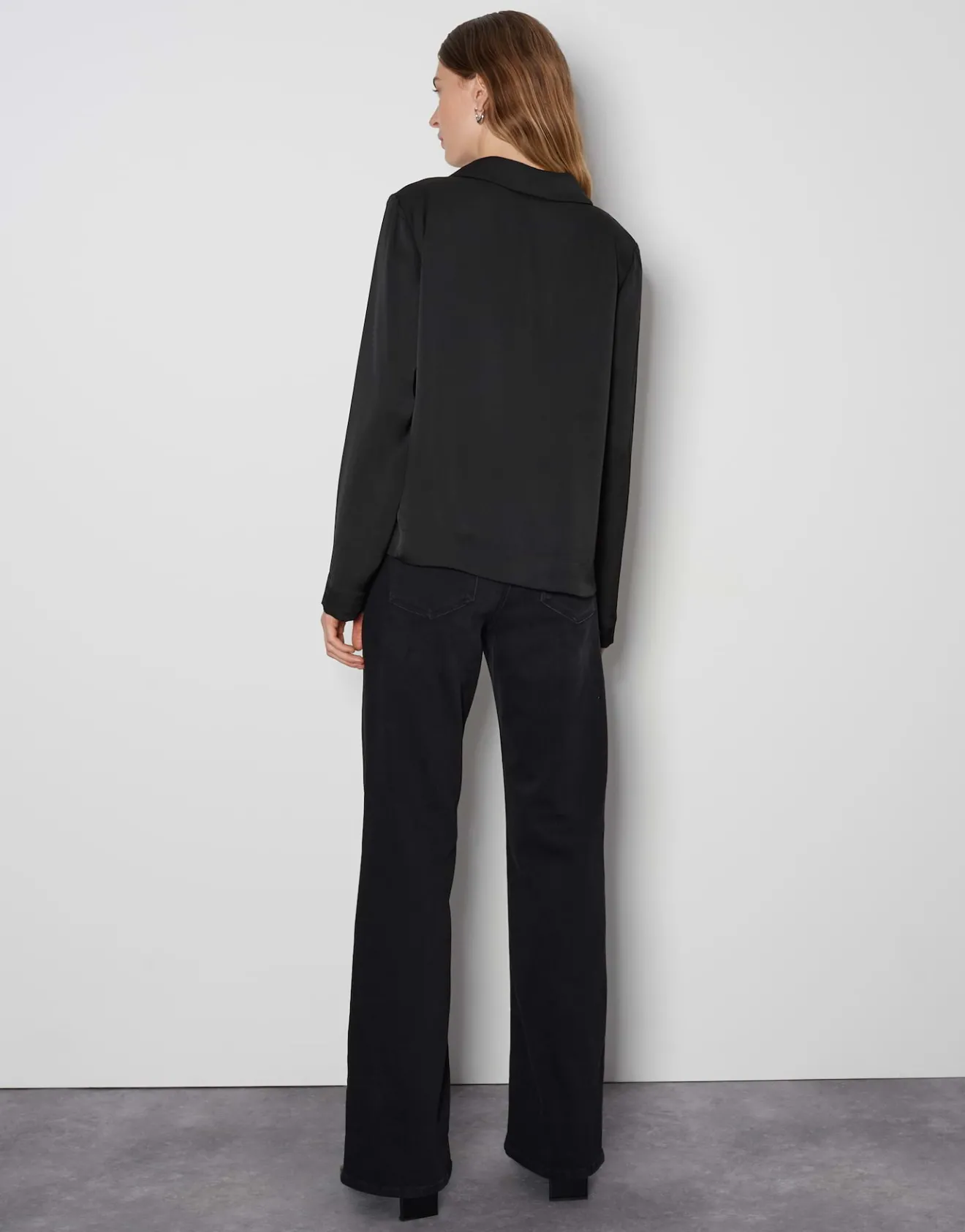 Discount Satinbluse ZARIANA Loose mit Revers Blusen