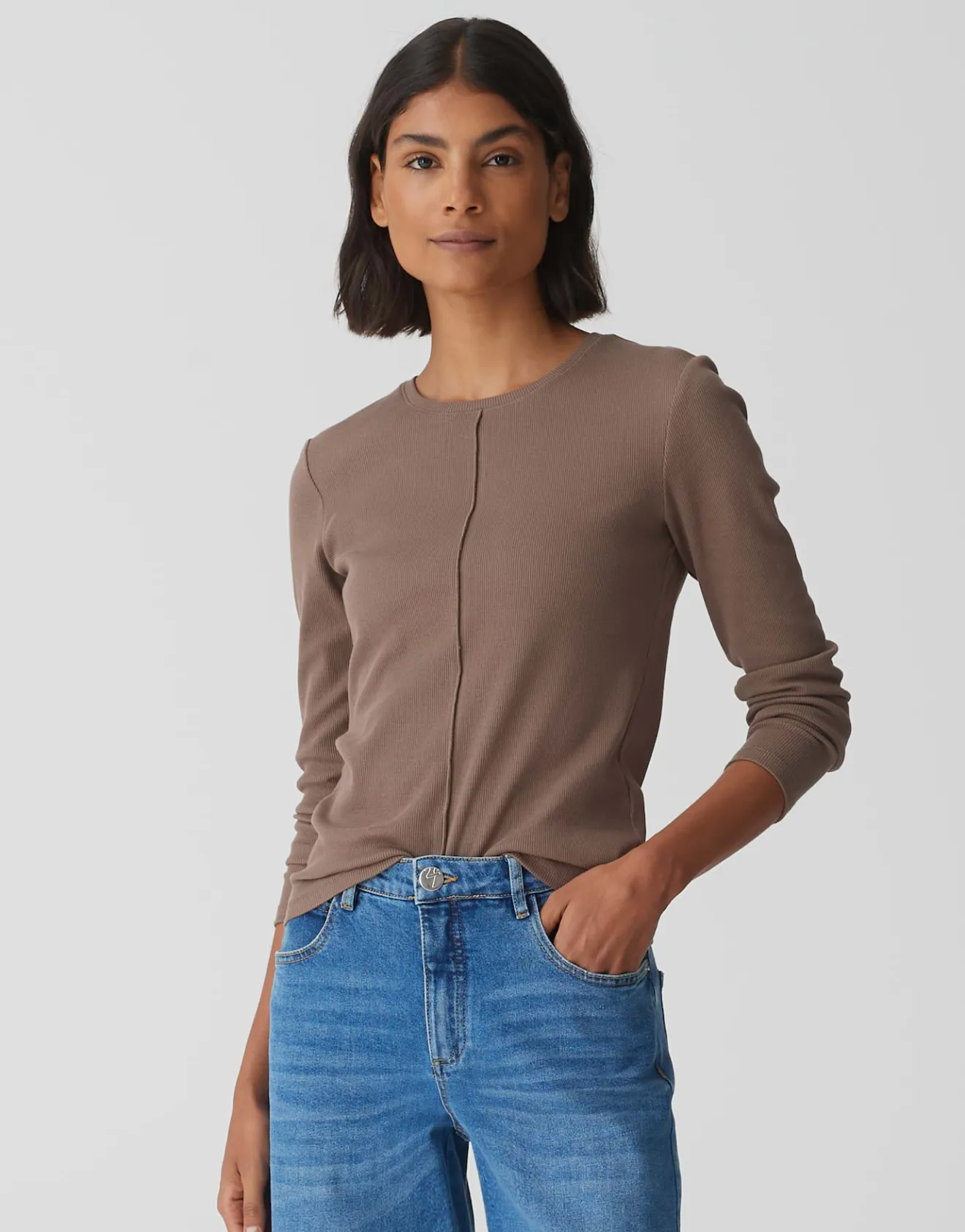 Shop Schmales Rippshirt Sadalie aus BCI Cotton Mix Basics|Shirts