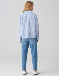 Clearance Streifenbluse FOKIA Loose aus leichtem Baumwoll Mix Blusen