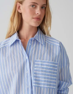 Clearance Streifenbluse FOKIA Loose aus leichtem Baumwoll Mix Blusen