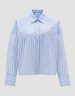 Clearance Streifenbluse FOKIA Loose aus leichtem Baumwoll Mix Blusen