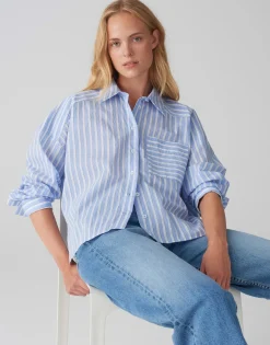 Clearance Streifenbluse FOKIA Loose aus leichtem Baumwoll Mix Blusen