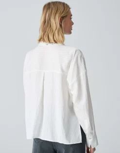 Cheap Streifenbluse FREDI Boxy Fit aus Modal Mix Blusen