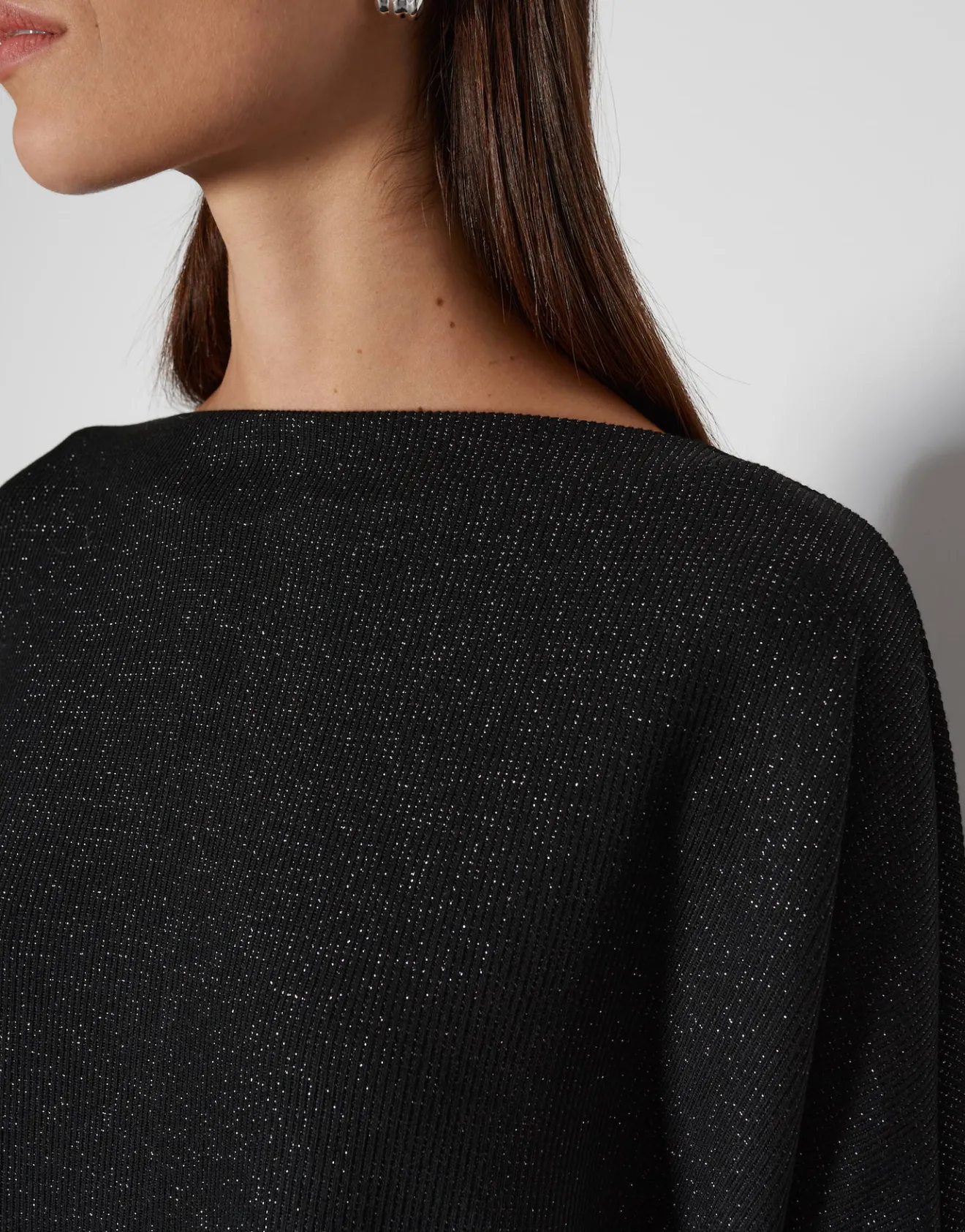 Hot Sweater USHINY DETAIL Loose mit Glitzer Effekt Sweat