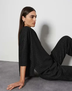 Hot Sweater USHINY DETAIL Loose mit Glitzer Effekt Sweat