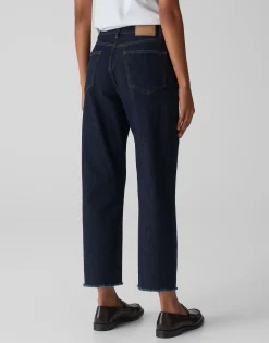 Sale Wide Cropped Jeans MOMITO Mid Rise mit Fransen Jeans